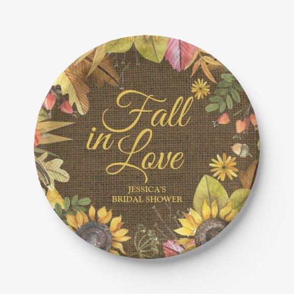 Country Rustic Sunflower Burlap Fall Bridal Shower Paper Plates