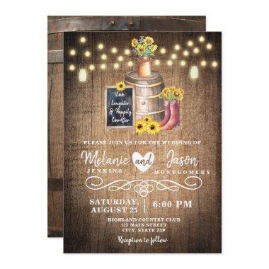 Country Rustic Wood Barrel Wedding Invitations