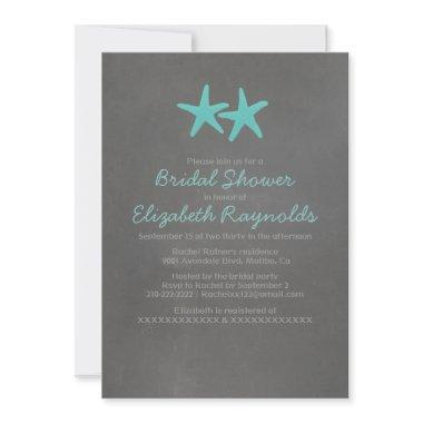 Country Starfish Beach Bridal Shower Invitations