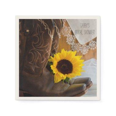 Country Sunflower and Lace Western Bridal Shower Napkins
