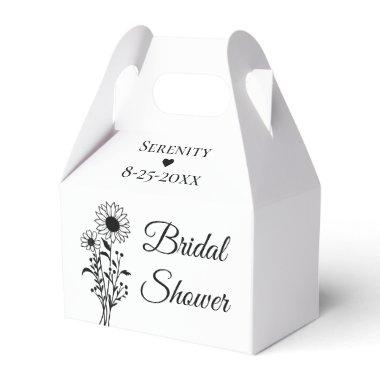 Country Sunflower Black White Floral  Favor Boxes