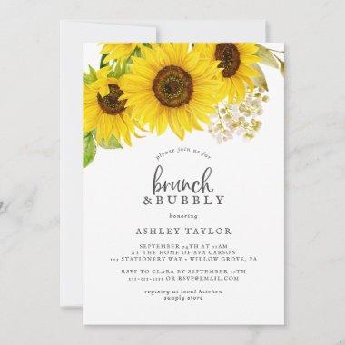 Country Sunflower Brunch and Bubbly Bridal Shower Invitations
