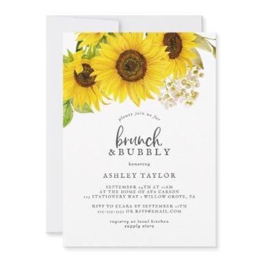 Country Sunflower Brunch and Bubbly Bridal Shower Invitations