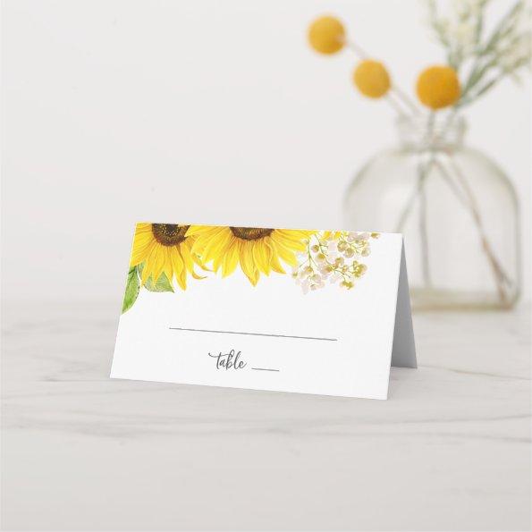 Country Sunflower Folded Wedding Place Invitations