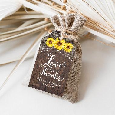 Country Sunflower Lace Wedding Favor Thank You Tag