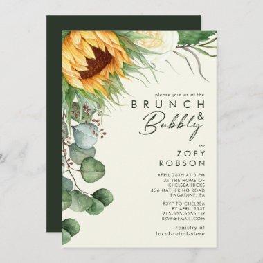 Country Sunflower Light Yellow Brunch and Bubbly Invitations
