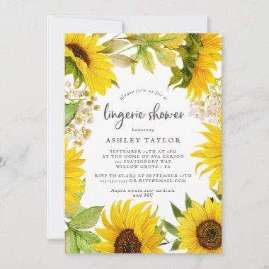Country Sunflower Lingerie Shower Invitations