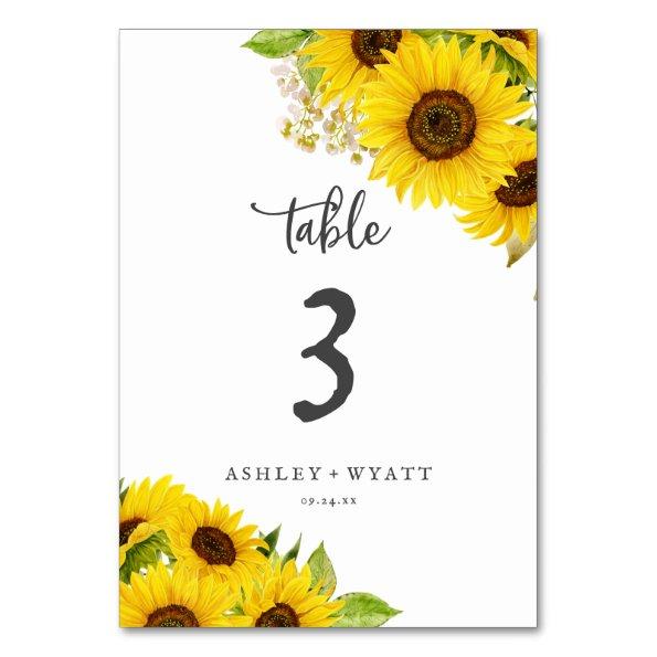 Country Sunflower Table Number