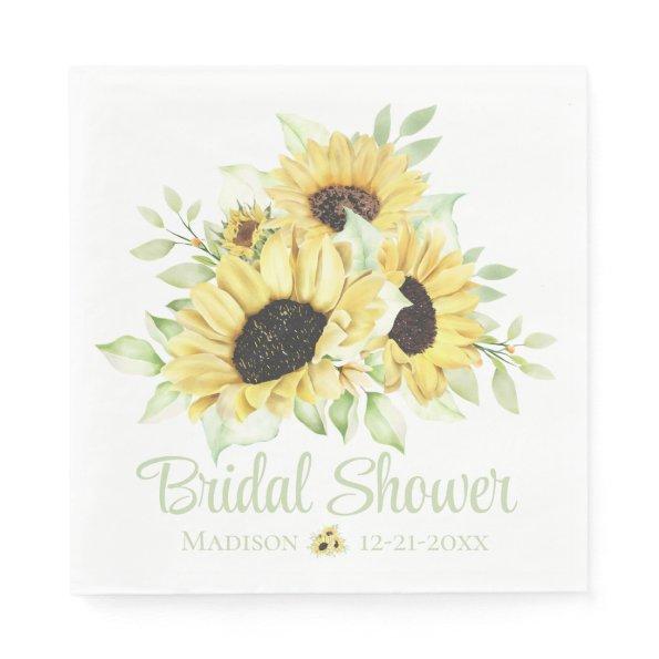 Country Sunflower Watercolor Floral  Napkins