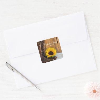 Country Sunflower Western Wedding Envelope Seals
