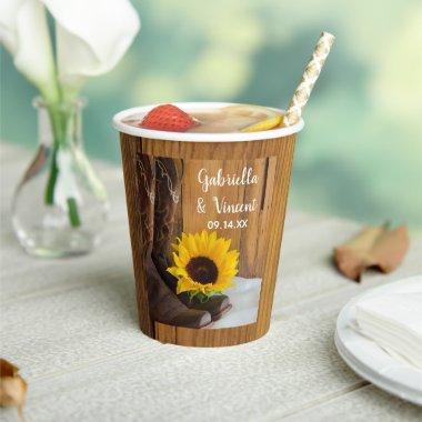 Country Sunflower Western Wedding Paper Cups