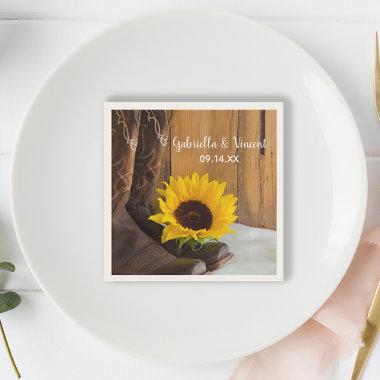 Country Sunflower Western Wedding Paper Napkins