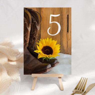 Country Sunflower Western Wedding Table Numbers