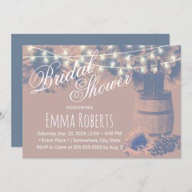 Country Sunflower & Wine Barrel Bridal Shower Invitations