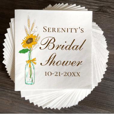 Country Sunflowers Yellow Floral Bridal Shower Napkins