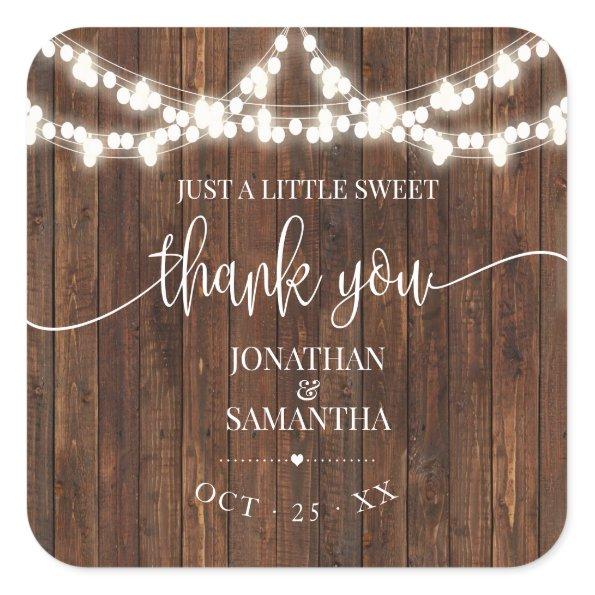 Country Wedding Rustic Bridal Shower Thank You Square Sticker