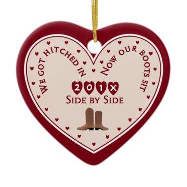 Country Western 1st Christmas Married Gift Ceramic Ornament