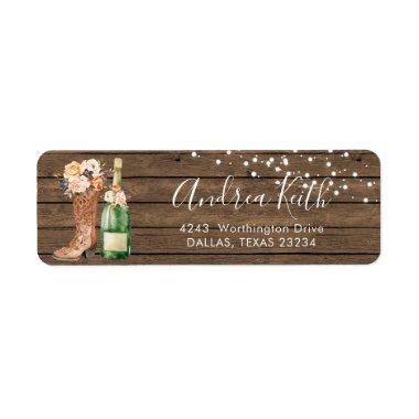 Country Western Boots and Bubbly Address Label