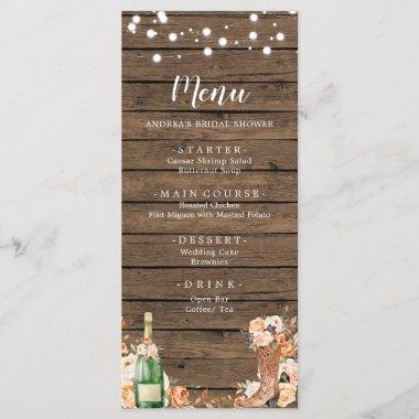 Country Western Boots and Bubbly Bridal Shower Menu