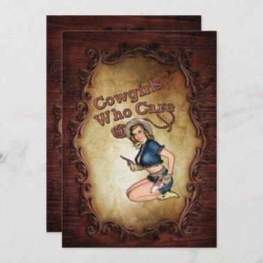 Country Western Pin Up Girl Cowboy bridal shower Invitations