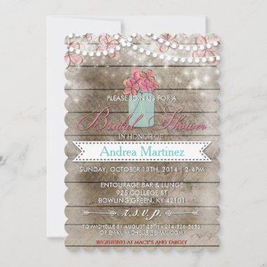 Country Wood Rustic Mason Jar Bridal Shower Invite