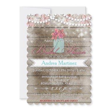 Country Wood Rustic Mason Jar Bridal Shower Invite