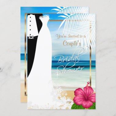 Couple Bridal Shower Beach Style Invitations
