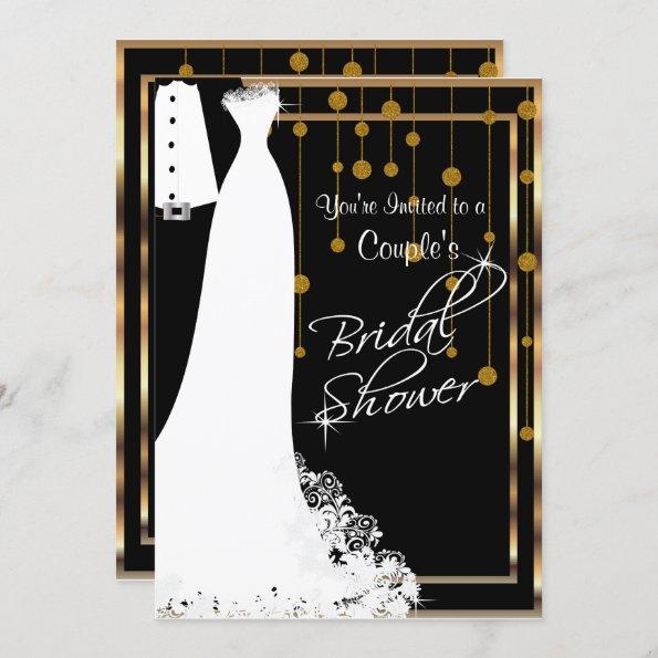 Couple Bridal Shower in Black & Gold Invitations