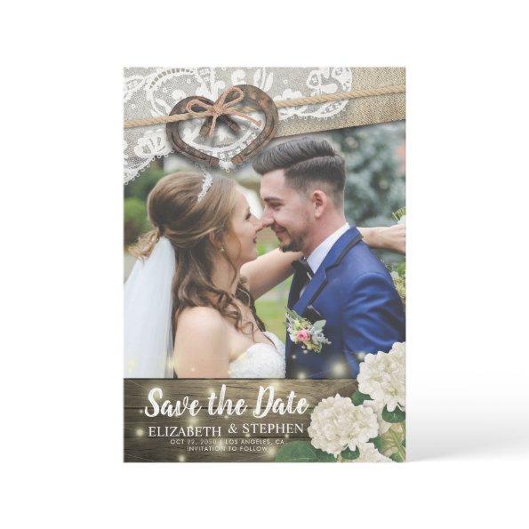 Couple Horseshoe Hydrangea Wedding Save Date PHOTO Save The Date