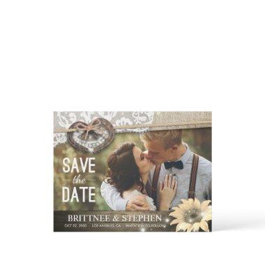 Couple Horseshoe Sunflower Wedding Save Date PHOTO Post