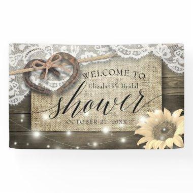 Couple Horseshoes Sunflowers Bridal Shower Welcome Banner