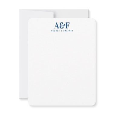 Couple Monogram Minimalist Simple Navy Blue White Note