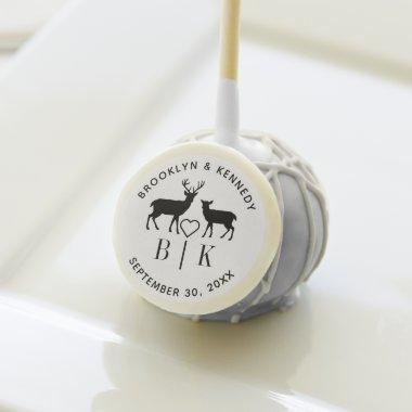 Couple Name Deer Monogram Rustic Country Wedding Cake Pops