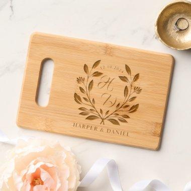 Couple Name Monogrammed Initials Wedding Date Engraved Cutting Board
