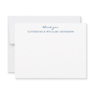 Couple Newlywed Blue Script Thank You Stationery Note Invitations