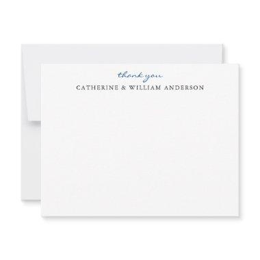 Couple Newlywed Blue Script Thank You Stationery Note