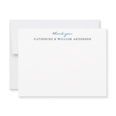 Couple Newlywed Blue Script Thank You Stationery Note Invitations