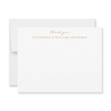 Couple Newlywed Gold Script Thank You Stationery Note
