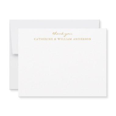 Couple Newlywed Gold Script Thank You Stationery Note Invitations