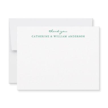 Couple Newlywed Green Script Thank You Stationery Note