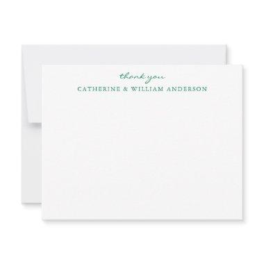 Couple Newlywed Green Script Thank You Stationery Note Invitations