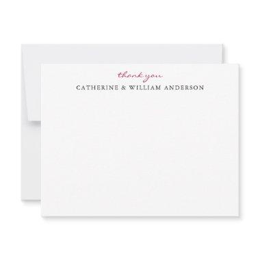 Couple Newlywed Red Script Thank You Stationery No Note
