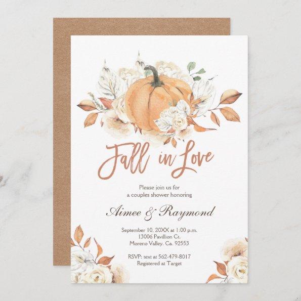 Couple Shower Fall In Love Bridal Shower Invitations