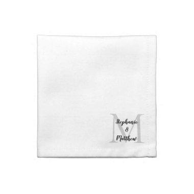 Couple Wedding Monogram Initial Names Black Gray Cloth Napkin