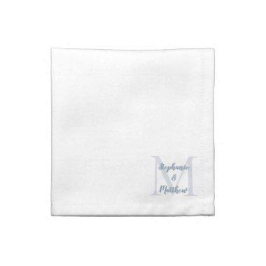 Couple Wedding Monogram Initial Names Dusty Blue Cloth Napkin