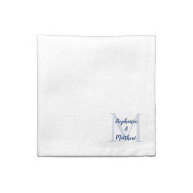 Couple Wedding Monogram Initial Names Modern Blue Cloth Napkin