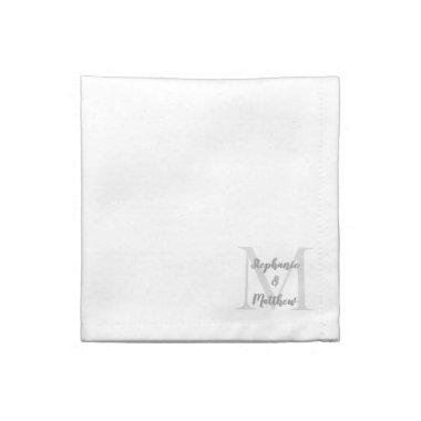 Couple Wedding Monogram Initial Names Modern Gray Cloth Napkin