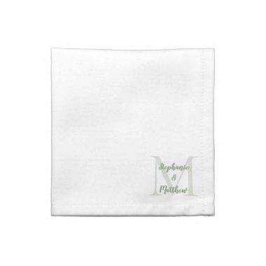 Couple Wedding Monogram Initial Names Modern Green Cloth Napkin