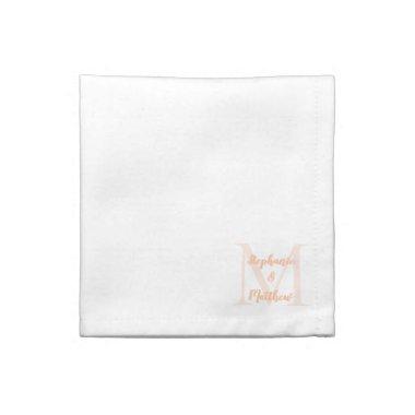 Couple Wedding Monogrammed Initial Names Peach Cloth Napkin