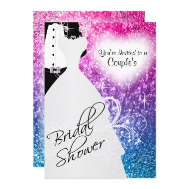 Couple's Bridal Shower in an Elegant Glitter Color Invitations